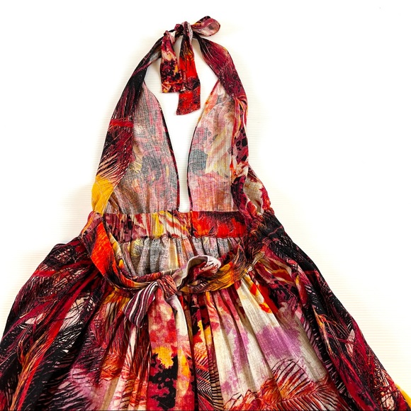 Free People Mika Maxi Dress Sunset Dreams Combo Halter Dress. Sz L - Picture 10 of 16